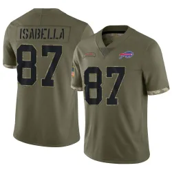Youth Andy Isabella Buffalo Bills No.87 Limited 2022 Salute To Service Jersey - Olive