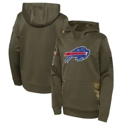 Youth Buffalo Bills No. 2022 Salute to Service Performance Pullover Hoodie - Olive