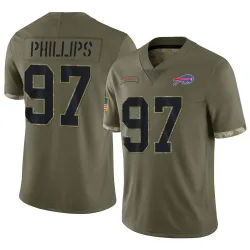 Youth Jordan Phillips Buffalo Bills No.97 Limited 2022 Salute To Service Jersey - Olive