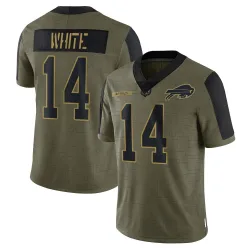 Youth Mike White Buffalo Bills No.14 Limited 2021 Salute To Service Jersey - Olive